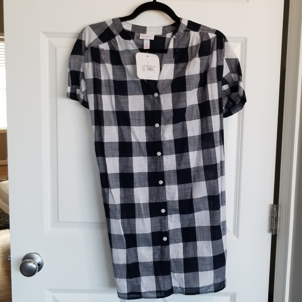 Maternity Navy blue checkered light weight shirt